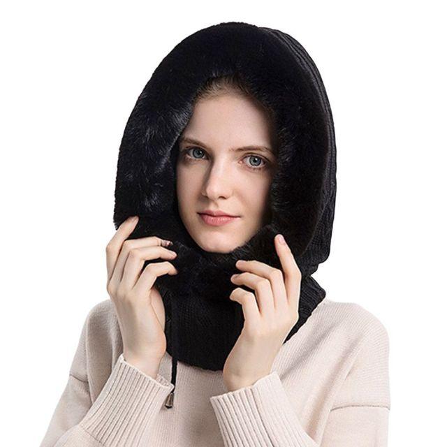 beautefeminine.fr Bonnet Noir Bonnet à capuche pour femme