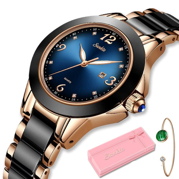 Clamanta Beauty Bracelet Montre céramique à Quartz pour femmes