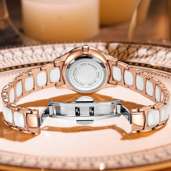 beautefeminine.fr Coffret montre-bracelet élégante en céramique pour femmes