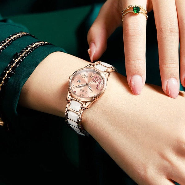 beautefeminine.fr Coffret montre-bracelet élégante en céramique pour femmes