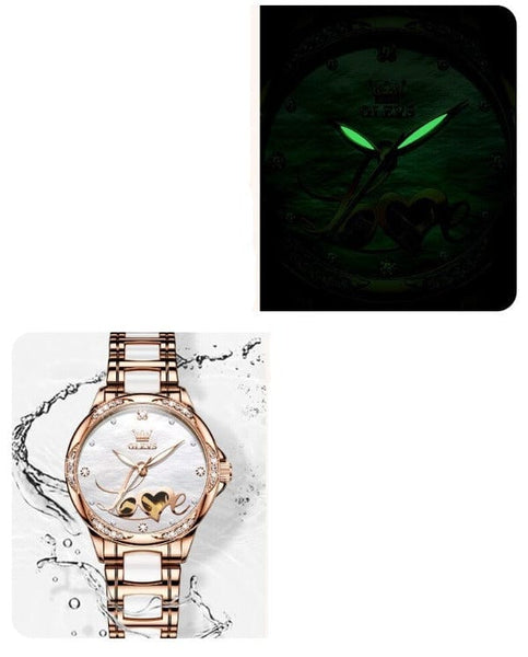 Clamanta Beauty Coffret montre mécaniques Design Romantique bracelet céramique pour femme