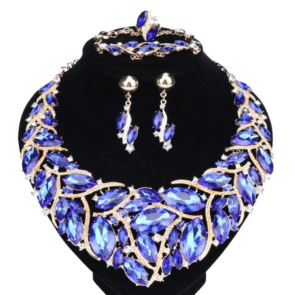 beautefeminine.fr Collier Bleu Collier boucles d'oreilles bracelet pour femme