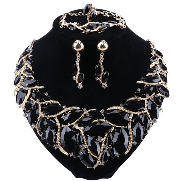 beautefeminine.fr Collier Noir Collier boucles d'oreilles bracelet pour femme