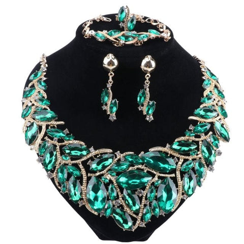 beautefeminine.fr Collier Vert Collier boucles d'oreilles bracelet pour femme