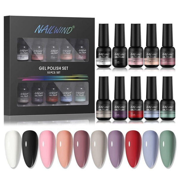 Clamanta Beauty Gris Kit de Vernis à ongles Semi-permanent 8 pièces