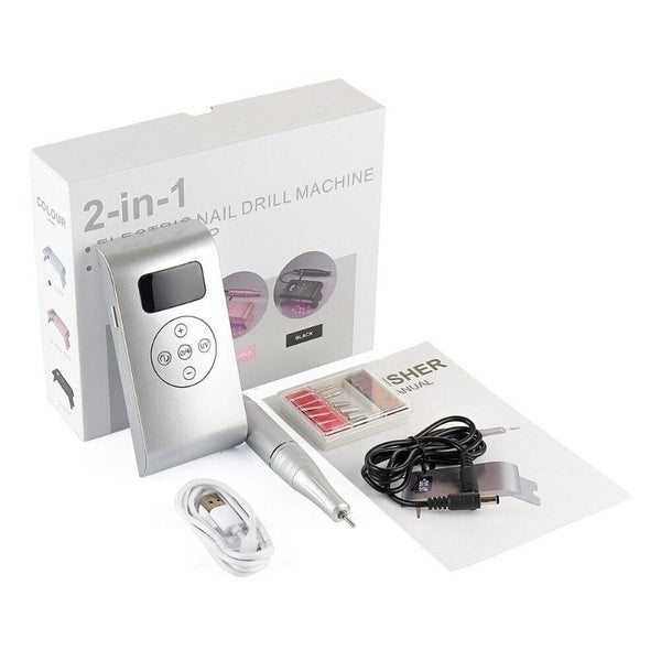 Clamanta Beauty Gris Perceuse à ongles portable 35000RPM Manucure Polisseuse à ongles