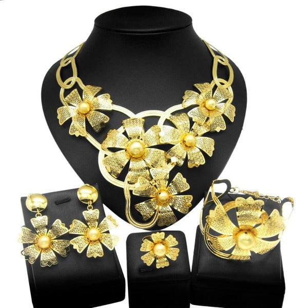 Clamanta Beauty Model-11 Ensemble de bijoux style fleur pour femmes