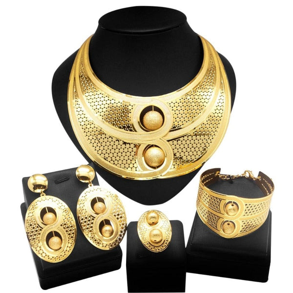 Clamanta Beauty Model-12 Ensemble de bijoux style fleur pour femmes