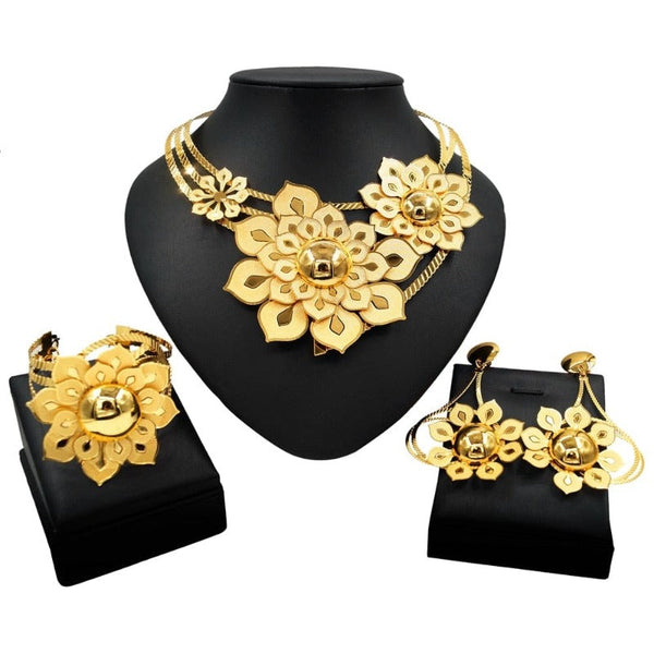Clamanta Beauty Model-7 Ensemble de bijoux style fleur pour femmes