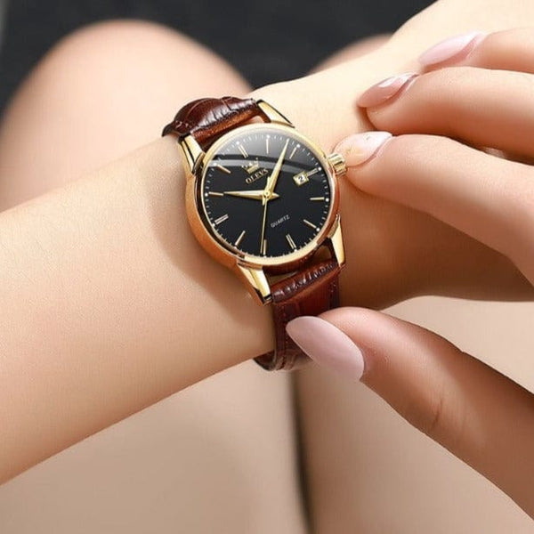 Clamanta Beauty Montre à Quartz bracelet en cuir pour femmes