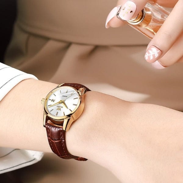 Clamanta Beauty Montre à Quartz bracelet en cuir pour femmes