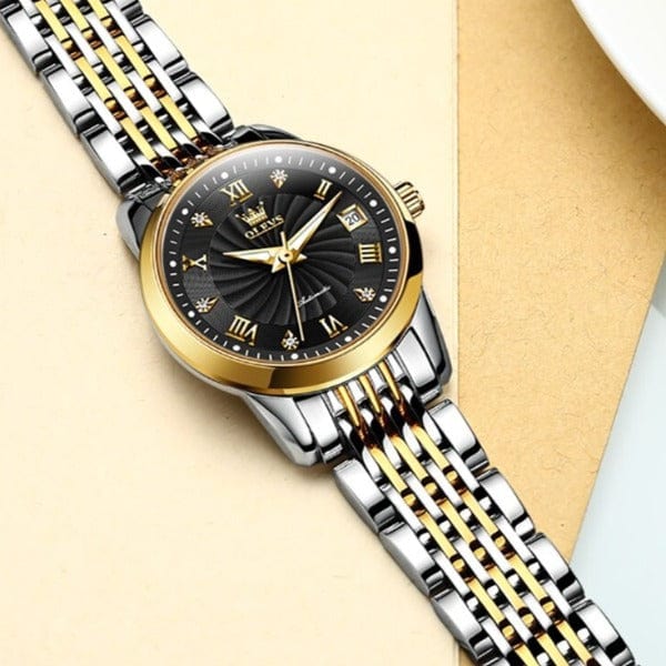 Clamanta Beauty Montre-bracelet de luxe acier inoxydable pour femmes