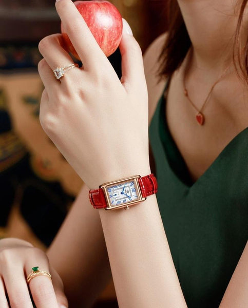 beautefeminine.fr montre bracelet Montre carré bracelet en cuir avec collier et bracelet