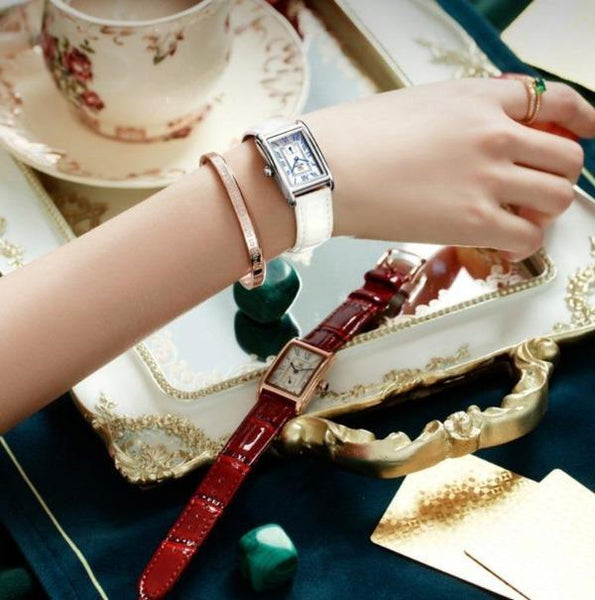 beautefeminine.fr montre bracelet Montre carré bracelet en cuir avec collier et bracelet