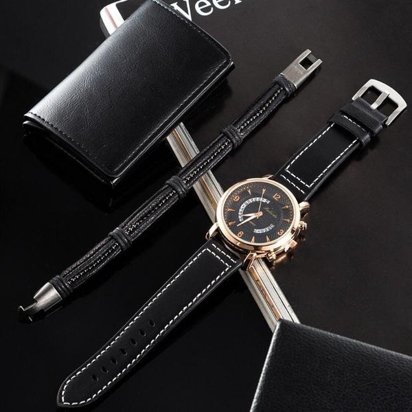 Clamanta Beauty Montre-Bracelet Porte-cartes de crédit pour homme