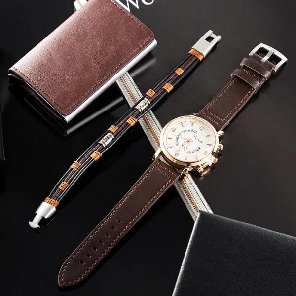 Clamanta Beauty Montre-Bracelet Porte-cartes de crédit pour homme