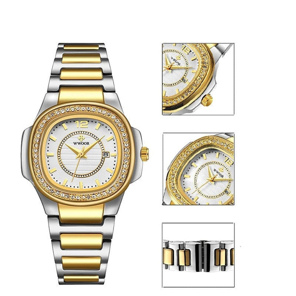 Clamanta Beauty Montre carré et bracelets pour femmes