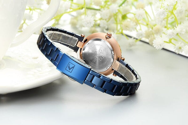 Clamanta Beauty Montre chronographe design élégant acier inoxydable pour couple