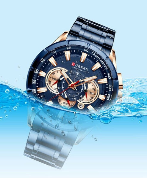 Clamanta Beauty Montre chronographe design élégant acier inoxydable pour couple