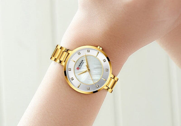 Clamanta Beauty Montre chronographe design élégant acier inoxydable pour couple