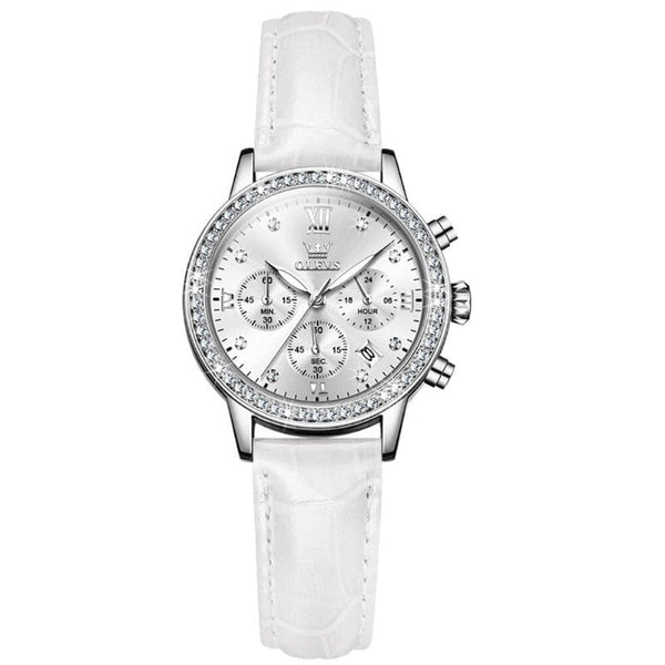 Clamanta Beauty Montre cuir élégante et bracelet inox pour femmes