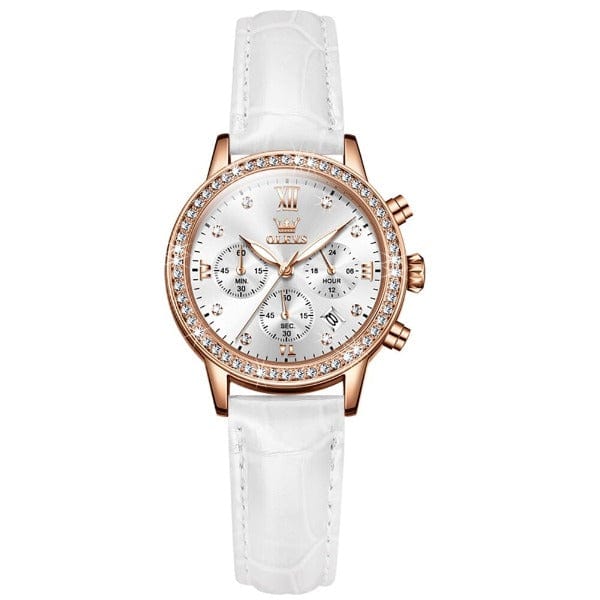 Clamanta Beauty Montre cuir élégante et bracelet inox pour femmes