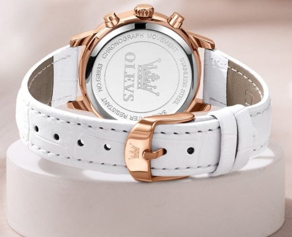 Clamanta Beauty Montre cuir élégante et bracelet inox pour femmes