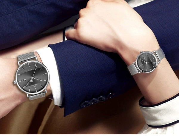 Clamanta Beauty Montre hommes et femmes bracelet acier inoxydable mode amoureux