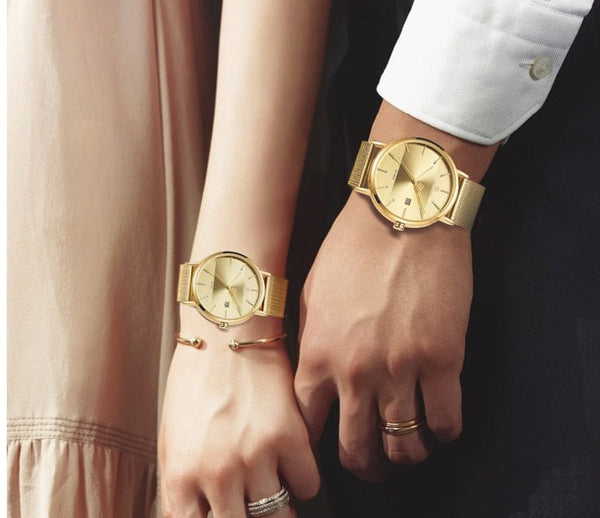 Clamanta Beauty Montre hommes et femmes bracelet acier inoxydable mode amoureux