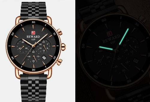 Clamanta Beauty Montre hommes et femmes chronographe en acier inoxydable