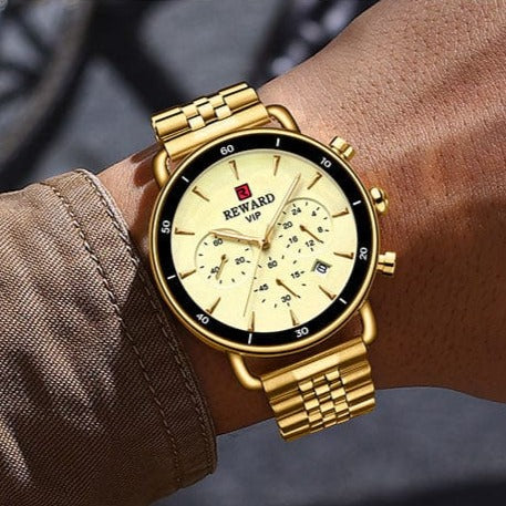 Clamanta Beauty Montre hommes et femmes chronographe en acier inoxydable