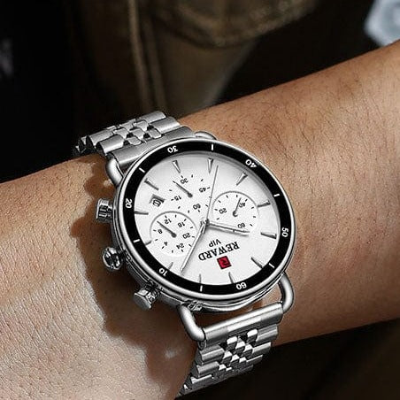 Clamanta Beauty Montre hommes et femmes chronographe en acier inoxydable