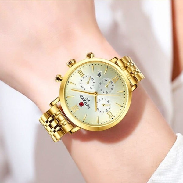 Clamanta Beauty Montre hommes et femmes chronographe en acier inoxydable