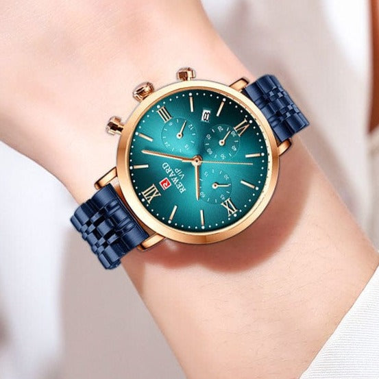 Clamanta Beauty Montre hommes et femmes chronographe en acier inoxydable