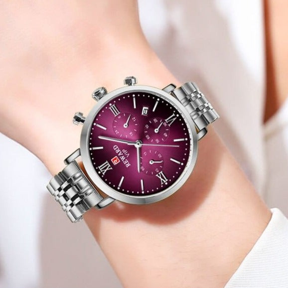 Clamanta Beauty Montre hommes et femmes chronographe en acier inoxydable
