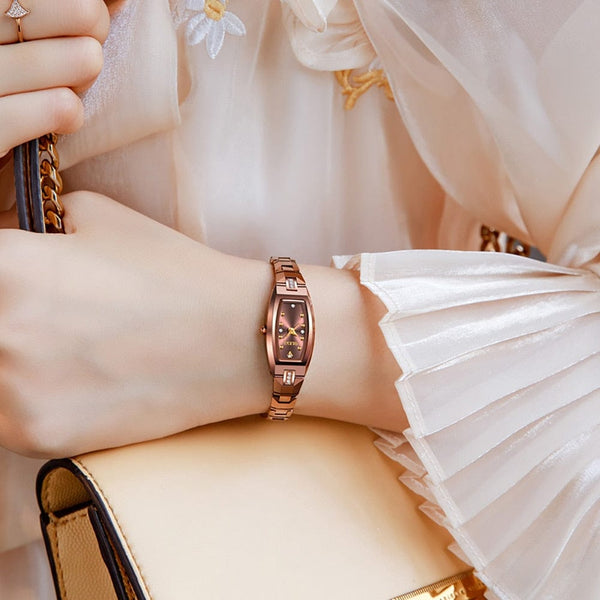 Clamanta Beauty Montres à Quartz en acier tungstène Design élégant pour femmes