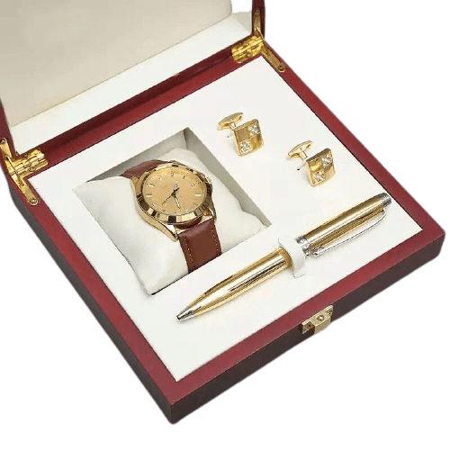 Clamanta Beauty montres à Quartz Or Ensemble cadeau homme montres boutons de manchette