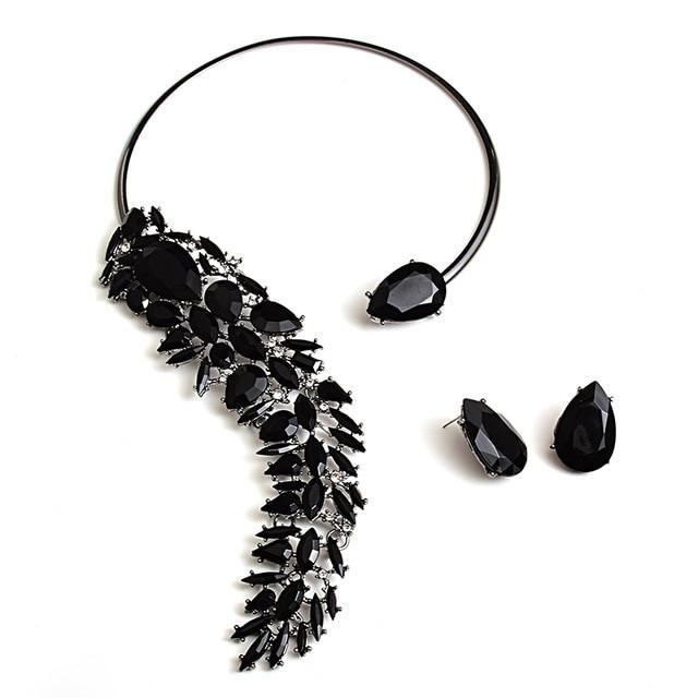 beautefeminine.fr Noir Colliers boucle d'oreille cristaux tendance