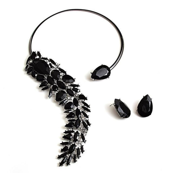 beautefeminine.fr Noir Colliers boucle d'oreille cristaux tendance