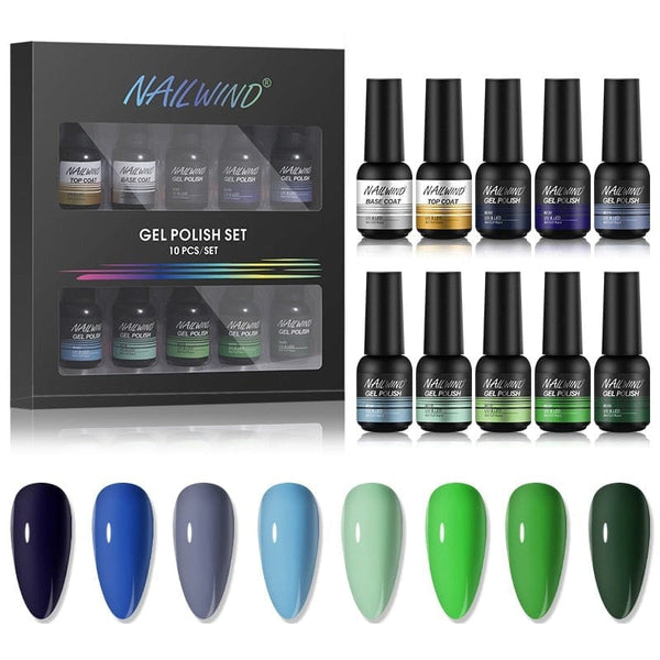 Clamanta Beauty Noir Kit de Vernis à ongles Semi-permanent 8 pièces