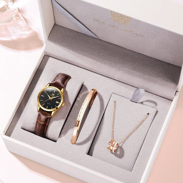 Clamanta Beauty Noir Montre à Quartz bracelet en cuir pour femmes