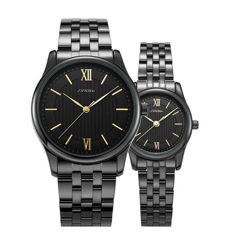 Clamanta Beauty Noir montre à Quartz pour couple