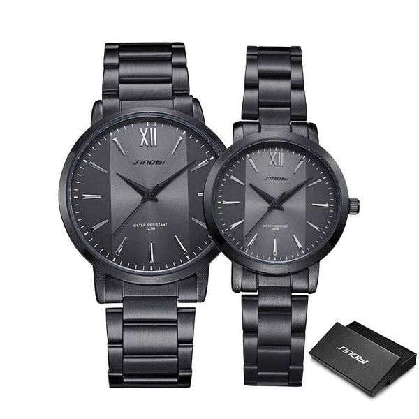 Clamanta Beauty Noir Montre à Quartz simple et chic pour homme et femme