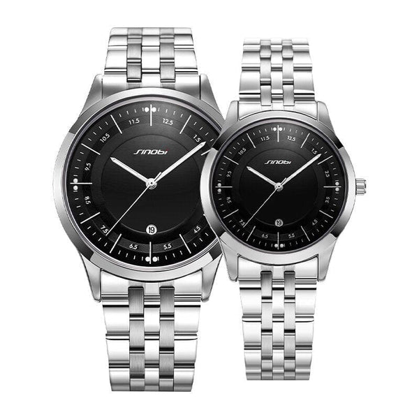 Clamanta Beauty Noir Montre mouvement à Quartz élégant pour Couple