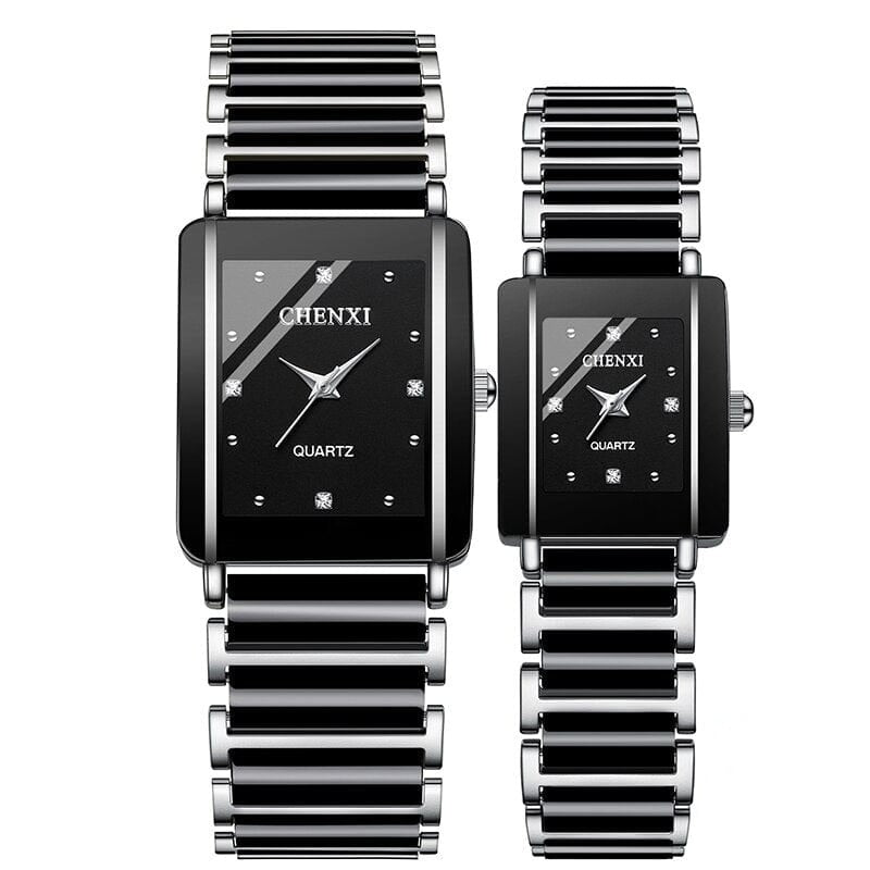 Clamanta Beauty Noir Montre pour amoureux montre Carré céramique