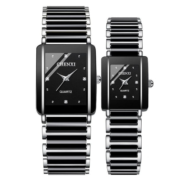 Clamanta Beauty Noir Montre pour amoureux montre Carré céramique