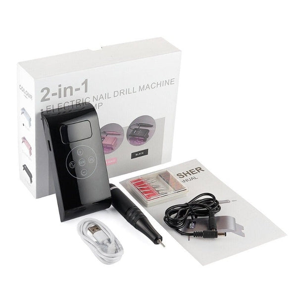 Clamanta Beauty Noir Perceuse à ongles portable 35000RPM Manucure Polisseuse à ongles