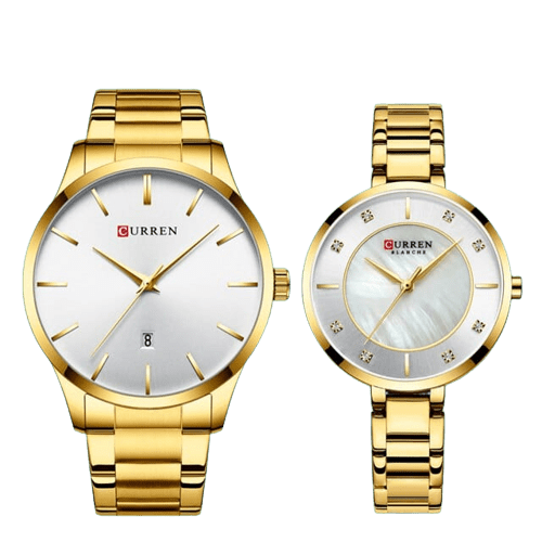 Clamanta Beauty Or Ensemble montre doré pour homme et femme