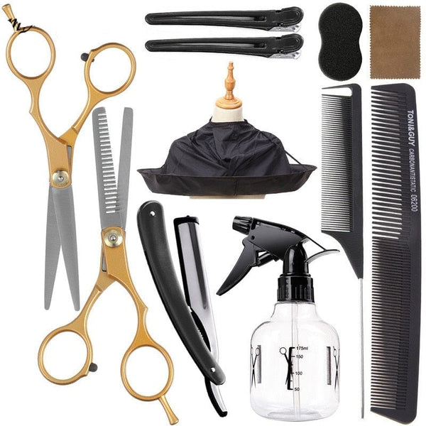 Clamanta Beauty Or Kit ciseaux pour cheveux en acier inoxydable 11 Pcs