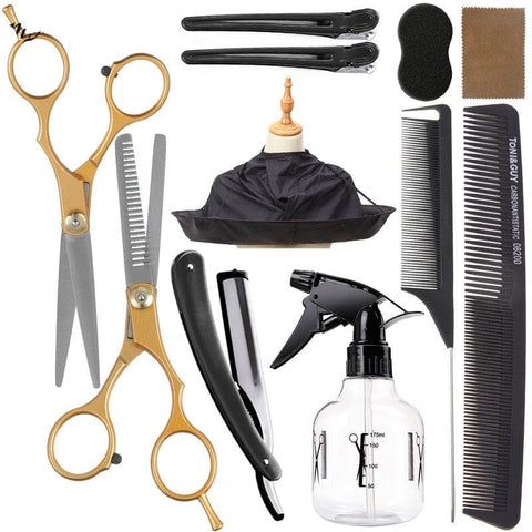 Clamanta Beauty Or Kit ciseaux pour cheveux en acier inoxydable 11 Pcs